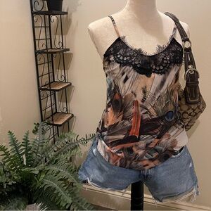 Patterned Lace Trim Top